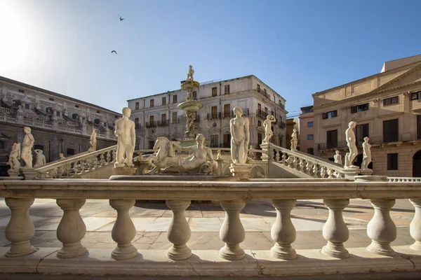 Slavná Fontána Hanby Barokní Náměstí Piazza Pretoria Palermo Itálie — Stock fotografie