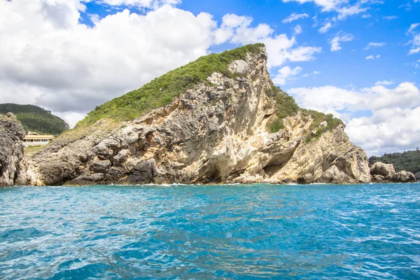 Côte Île Corfou Avec Des Plages Rocheuses Eau Turquoise Grèce — Photo