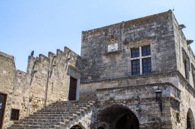 Doğal ve güzel cityscape, Rodos'un eski şehir, Yunanistan