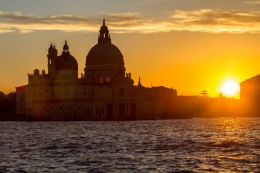 Güzel gün batımı arkasında Kilisesi, Madonna Della Salute, Dorsoduro, Venedik