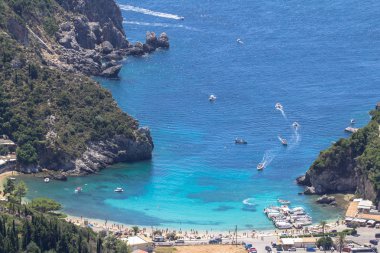 Palaiokastritsa panoramik manzaralı Korfu Adası