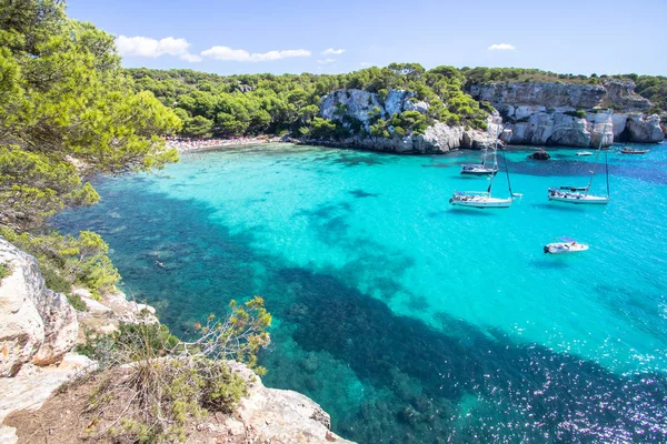 Panorama View Van Macarella Strand Menorca Balearen Spanje — Stockfoto
