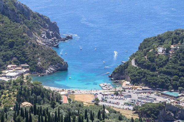 Vista Panoramica Palaiokastritsa Sull Isola Corfù — Foto Stock