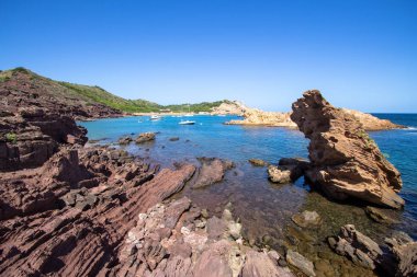 Ünlü Cala Pregonda adada Menorca, İspanya