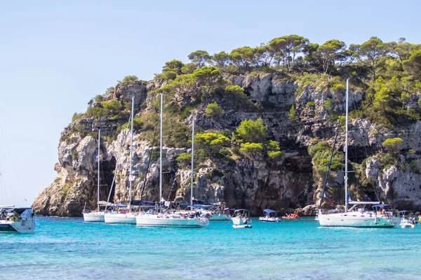 Panoráma Nyílik Macarella Strandtól Menorca Baleár Szigetek Spanyolország — Stock Fotó