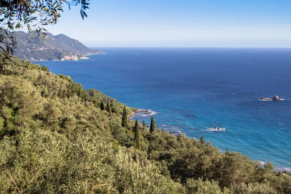 Spektakularne Widoki Zielonym Palaiokastritsa Wyspie Corfu Grecja — Zdjęcie stockowe