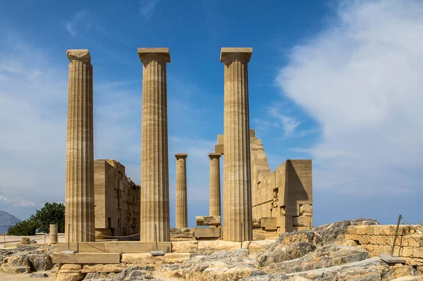Temple Athena Lindia Akropolisban Rhodes Greece Európa — Stock Fotó