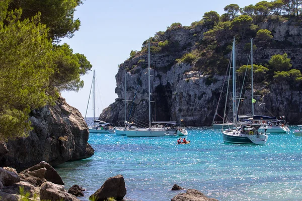 Panoráma Nyílik Macarella Strandtól Menorca Baleár Szigetek Spanyolország — Stock Fotó