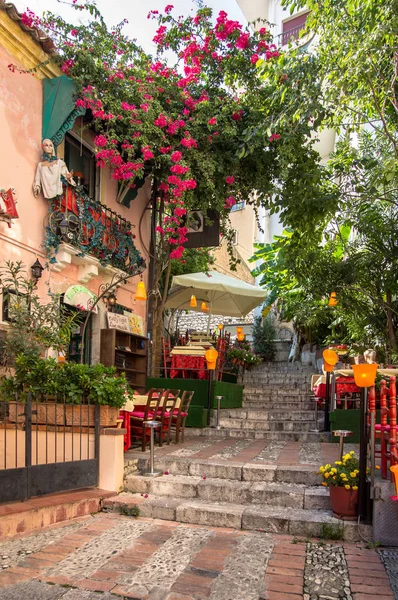 Straßencafé Taormina Sizilien Insel Italien — Stockfoto