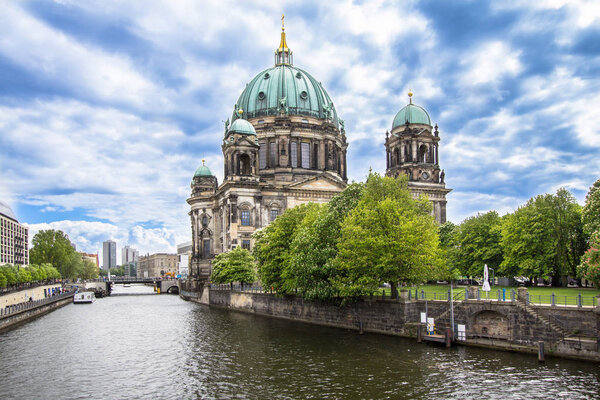 View of the the Berlin Cathedral (Berliner Dom) from the bridge in Berlin, Germany