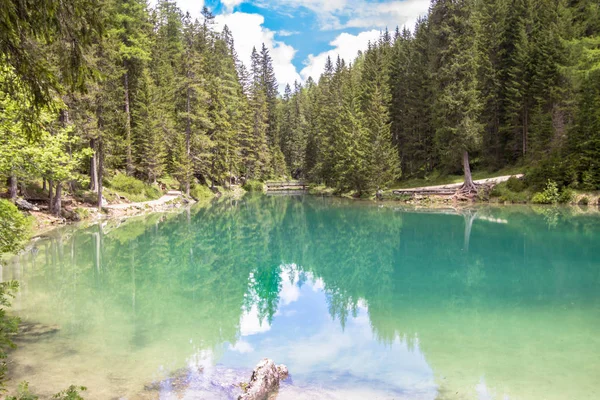 Lago Braies Dolomitas Con Pragser Wildsee Italia — Foto de Stock
