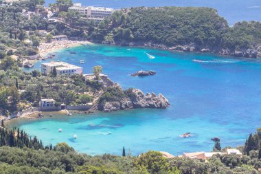 Palaiokastritsa panoramik manzaralı Korfu Adası