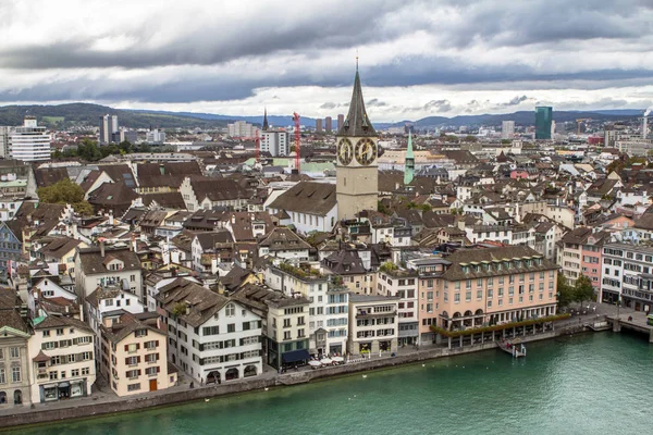 Flygfoto Över Zürich Från Tvillingtorn — Stockfoto