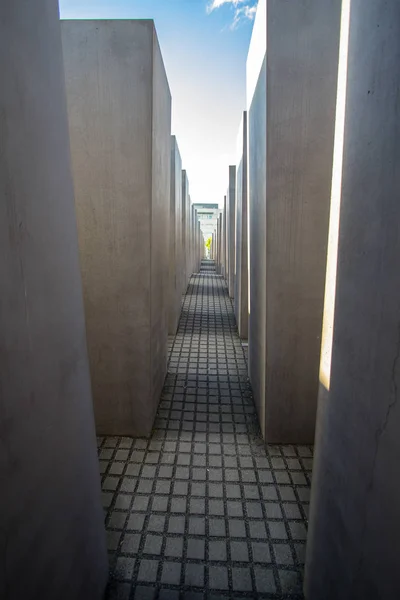 Vista Del Famoso Memorial Del Holocausto Judío Cerca Puerta Brandeburgo —  Fotos de Stock