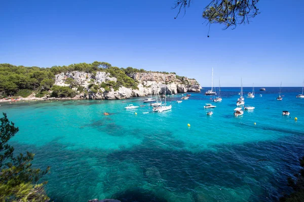 Panoráma Nyílik Macarella Strandtól Menorca Baleár Szigetek Spanyolország — Stock Fotó