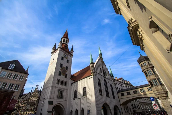 Stará Radnice Věží Mnichově Bavorsko Německo — Stock fotografie