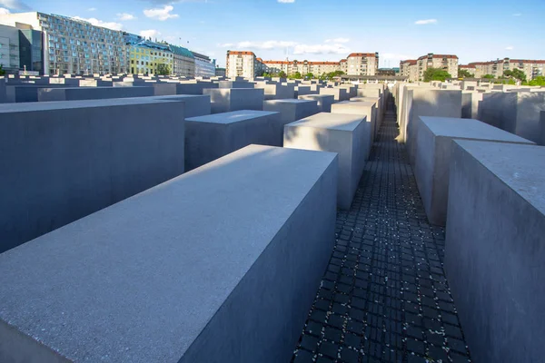 Vista Del Famoso Memorial Del Holocausto Judío Cerca Puerta Brandeburgo —  Fotos de Stock