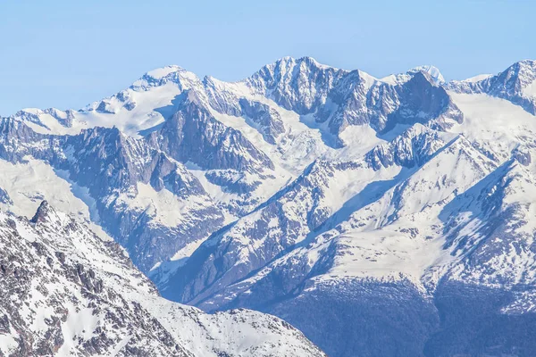 Besneeuwde Bergen Van Saas Fee Zwitserland — Stockfoto