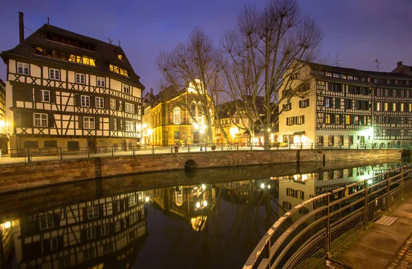 Vista Notturna Della Città Vecchia Strasburgo Francia Orientale — Foto Stock