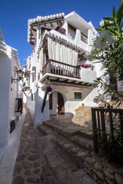 Balık tutma Binibeca Köyü, Menorca, İspanya tipik bir ikamet görünümü