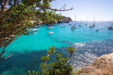 Panorama görünüm Macarella Beach Menorca, Balear Adaları, İspanya