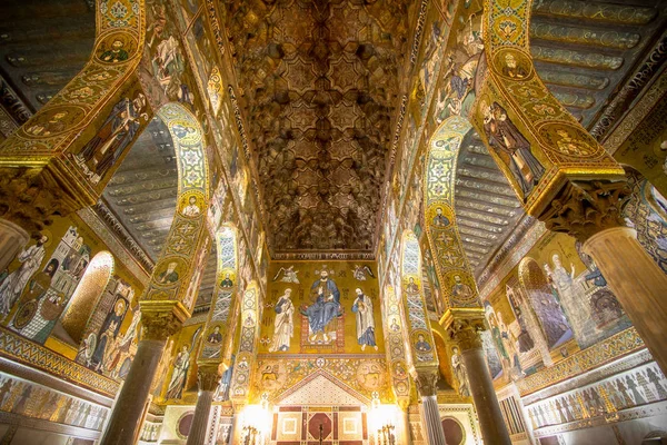 Vista Interior Capela Palatina Palermo Sicília Itália — Fotografia de Stock