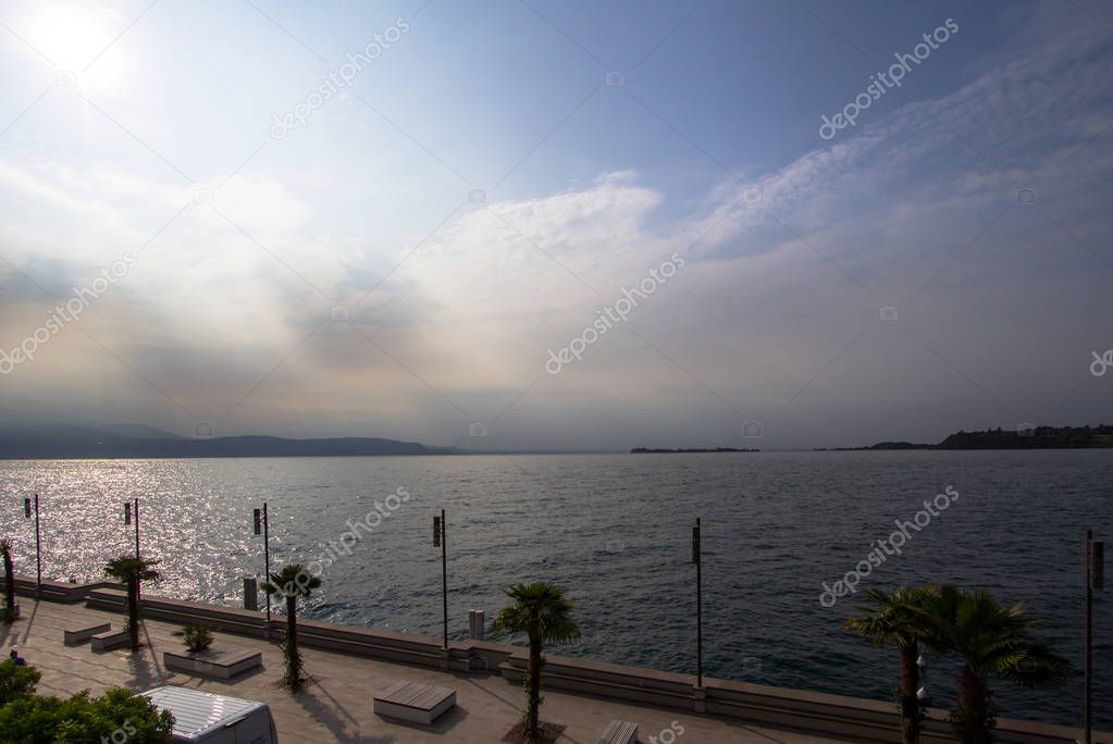 Beautiful sunset over lake Garda, Italy