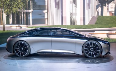 Frankfurt, Almanya - Eylül 2019: Mercedes Benz Vision Eqs lüks elektrikli konsept otomobil
