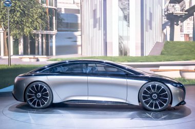 Frankfurt, Almanya - Eylül 2019: Mercedes Benz Vision Eqs lüks elektrikli konsept otomobil