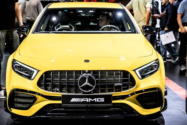 FRANKFURT, ALEMANIA - SEPTIEMBRE, 2019: Nuevo 2020 Mercedes-AMG A 45 S 4Matic, Salón Internacional del Automóvil — Foto de Stock