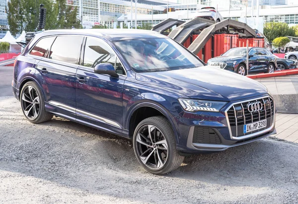 FRANKFURT, GERMANY - SEPTEMBER, 2019: Audi Q7 at Frankfurt IAA International Motor Show Germany Royalty Free Stock Images