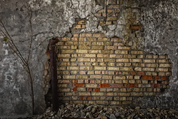 Parede de edifício danificada abandonada — Fotografia de Stock