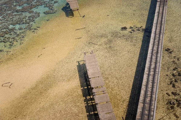 木製の桟橋の空中ショット — ストック写真