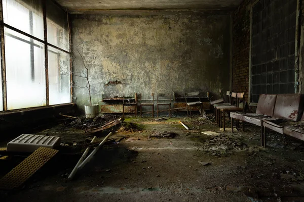 Waiting room at the hospital of Pripyat — Stock Photo, Image