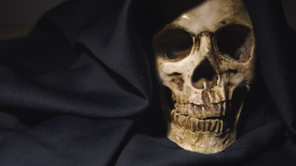 Crâne Faucheuse Gros Plan Avec Fumée Uhd Sabot — Video
