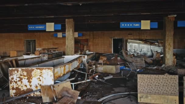 Abandoned Room Pripyat Hospital Chernobyl Exclusion Zone 2019 Angle Shot — Stock Video
