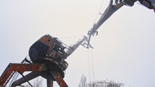 Rusty Old Industrial Dock Cranes Chernobyl Dock — Stock Video