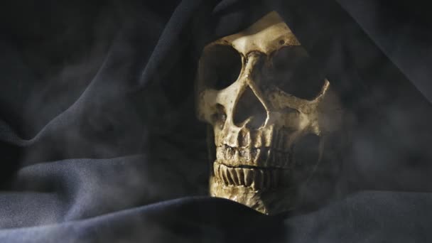 煙の中で人間の頭蓋骨 — ストック動画