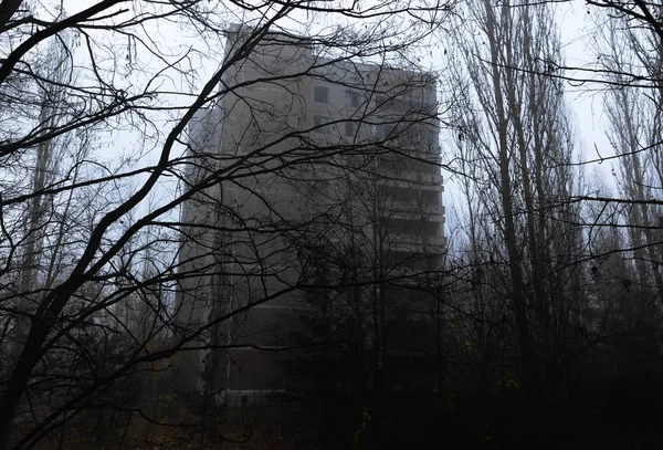 Verlassenes Gebäude im Wald bei Geisterstadt — Stockfoto