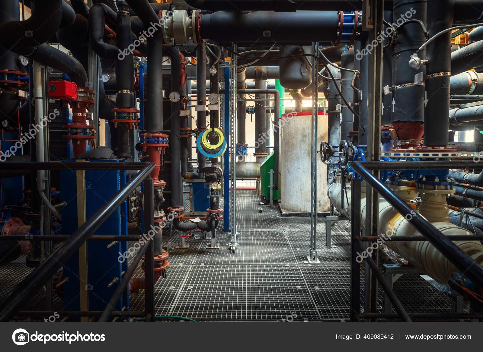 Boiler room full of pipes — Stock Photo © svedoliver #409089412