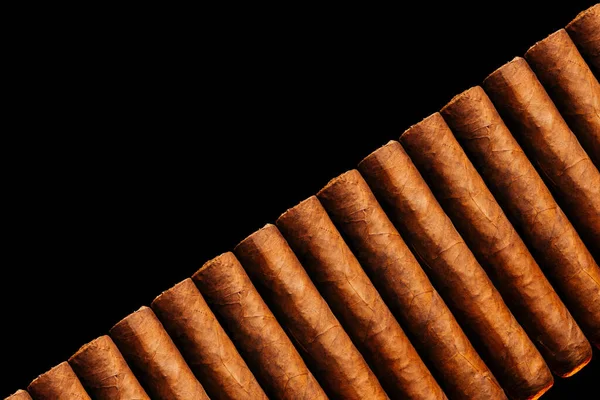 Top View Fresh Close Cigars Diagonal Layout Copy Space — Stock Photo, Image