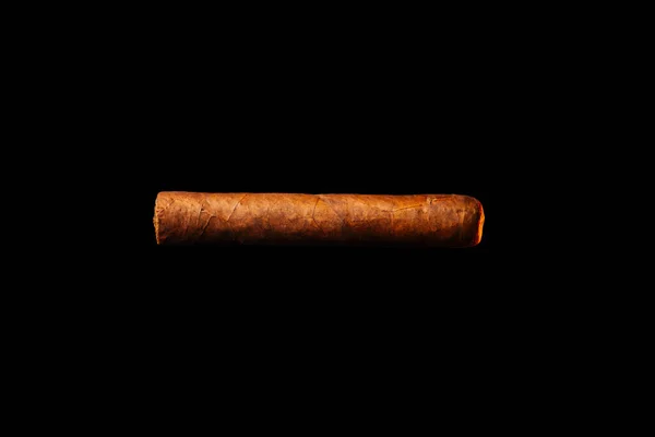 Whole Cigar Lies Horizontally Table Dark Background View — Stock Photo, Image