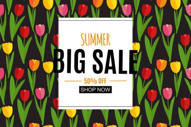 Frame ile Soyut Yaz Satışı Arkaplanı. Vektör İllüstrasyonu