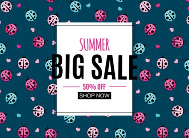 Frame ile Soyut Yaz Satışı Arkaplanı. Vektör İllüstrasyonu