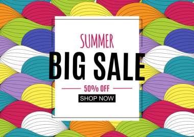 Frame ile Soyut Yaz Satışı Arkaplanı. Vektör İllüstrasyonu