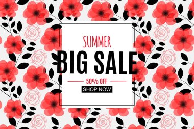 Frame ile Soyut Yaz Satışı Arkaplanı. Vektör İllüstrasyonu