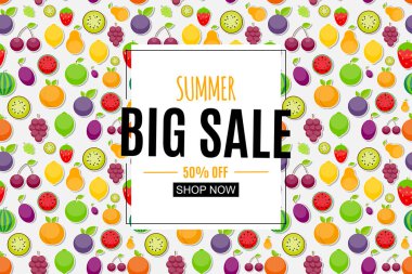 Frame ile Soyut Yaz Satışı Arkaplanı. Vektör İllüstrasyonu