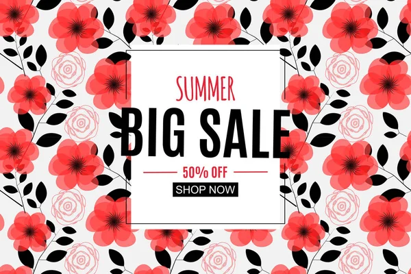 Frame ile Soyut Yaz Satışı Arkaplanı. Vektör İllüstrasyonu