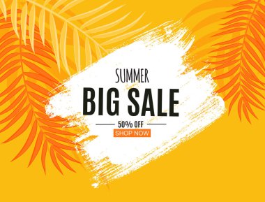 Soyut yaz Satılık palmiye yaprakları ile arka plan. Vektör çizim