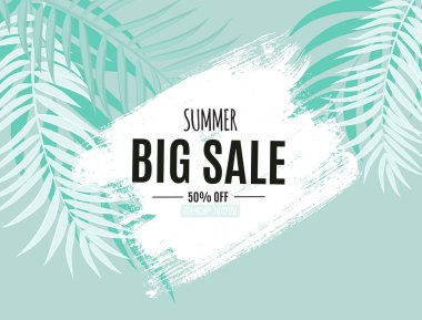 Soyut yaz Satılık palmiye yaprakları ile arka plan. Vektör çizim
